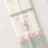 Dave&Bella Toddler Girls Beige Color Block Tights Cute Bunny Heart Print Cozy Tights