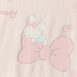 Dave&Bella Toddler Girls Pink Cute Sweet Rabbit Round Collar Cozy Cotton T-shirts