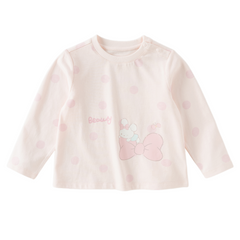 Dave&Bella Toddler Girls Pink Cute Sweet Rabbit Round Collar Cozy Cotton T-shirts