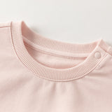 Dave&Bella Toddler Girls Pink Cute Rabbit Print Daily Round Collar Sweatshirts