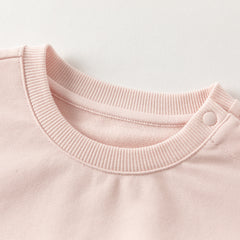 Dave&Bella Toddler Girls Pink Cute Rabbit Print Daily Round Collar Sweatshirts