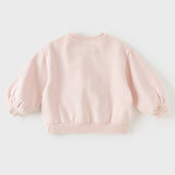 Dave&Bella Toddler Girls Pink Cute Rabbit Print Daily Round Collar Sweatshirts
