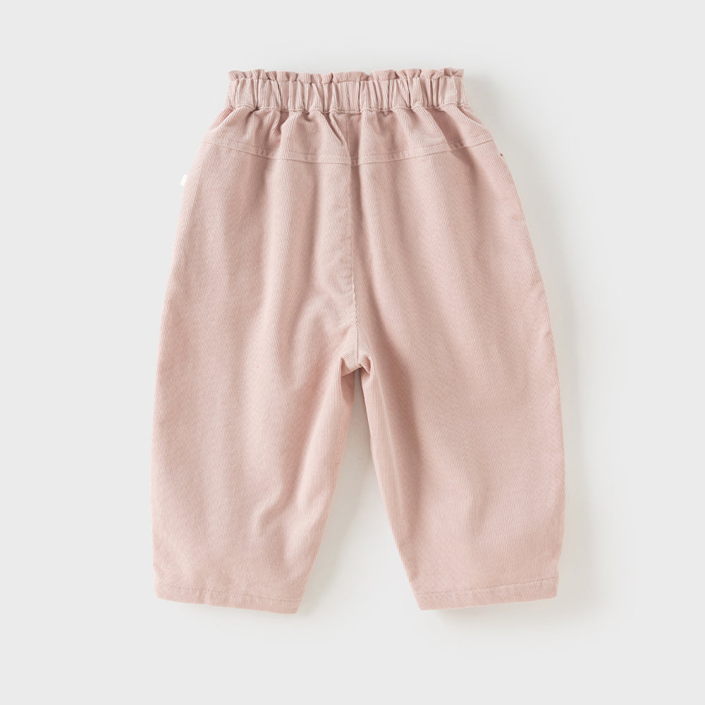 Dave&Bella Toddler Girls Pink/Milky Coffee Cozy Cotton Casual Versatile Drawstring Pants