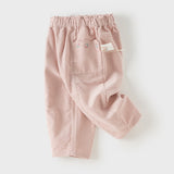 Dave&Bella Toddler Girls Pink/Milky Coffee Cozy Cotton Casual Versatile Drawstring Pants