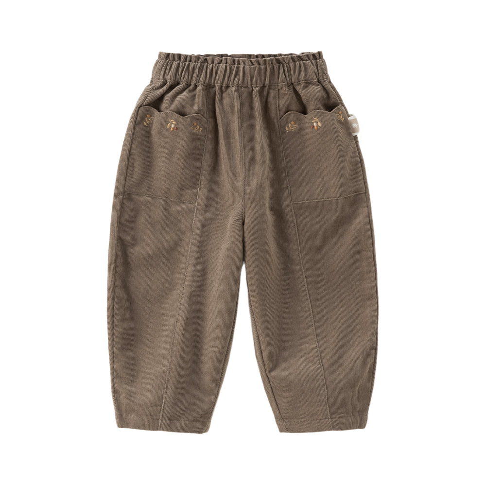 Dave&Bella Toddler Girls Pink/Milky Coffee Cozy Cotton Casual Versatile Drawstring Pants