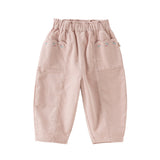 Dave&Bella Toddler Girls Pink/Milky Coffee Cozy Cotton Casual Versatile Drawstring Pants