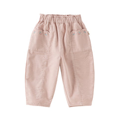 Dave&Bella Toddler Girls Pink/Milky Coffee Cozy Cotton Casual Versatile Drawstring Pants