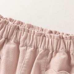Dave&Bella Toddler Girls Pink/Milky Coffee Cozy Cotton Casual Versatile Drawstring Pants