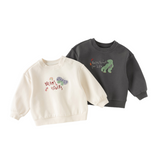 Dave&Bella Toddler Boys Dark Grey/Beige Playful Dinosaur Casual Sweatshirts