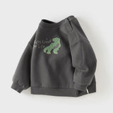 Dave&Bella Toddler Boys Dark Grey/Beige Playful Dinosaur Casual Sweatshirts