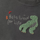 Dave&Bella Toddler Boys Dark Grey/Beige Playful Dinosaur Casual Sweatshirts