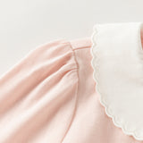 Dave&Bella Toddler Girls Pink Sweet Print Doll Collar Comfortable Cozy Cotton T-shirts