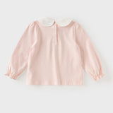 Dave&Bella Toddler Girls Pink Sweet Print Doll Collar Comfortable Cozy Cotton T-shirts