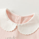Dave&Bella Toddler Girls Pink Sweet Print Doll Collar Comfortable Cozy Cotton T-shirts