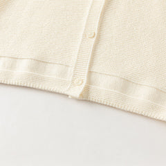 Dave&Bella Toddler Girls Beige/Navy Simple Versatile Round Collar Cardigans