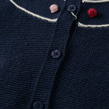 Dave&Bella Toddler Girls Beige/Navy Simple Versatile Round Collar Cardigans