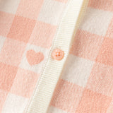 Dave&Bella Toddler Girls Pink White Plaid Doll Collar Cute Sweater Cardigans