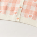 Dave&Bella Toddler Girls Pink White Plaid Doll Collar Cute Sweater Cardigans