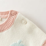 Dave&Bella Toddler Girls Pink Soft Strawberry Jacquard Knit Sleeveless Outwear Vests