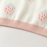 Dave&Bella Toddler Girls Pink Soft Strawberry Jacquard Knit Sleeveless Outwear Vests