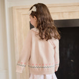 Dave&Bella Toddler Girls Light Pink Sweet Jacquard Cozy Soft Cotton Cardigans