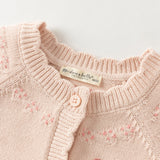 Dave&Bella Toddler Girls Light Pink Sweet Jacquard Cozy Soft Cotton Cardigans