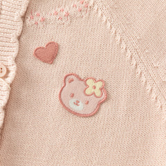 Dave&Bella Toddler Girls Light Pink Sweet Jacquard Cozy Soft Cotton Cardigans
