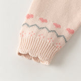 Dave&Bella Toddler Girls Light Pink Sweet Jacquard Cozy Soft Cotton Cardigans
