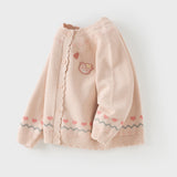 Dave&Bella Toddler Girls Light Pink Sweet Jacquard Cozy Soft Cotton Cardigans