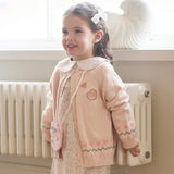 Dave&Bella Toddler Girls Light Pink Sweet Jacquard Cozy Soft Cotton Cardigans