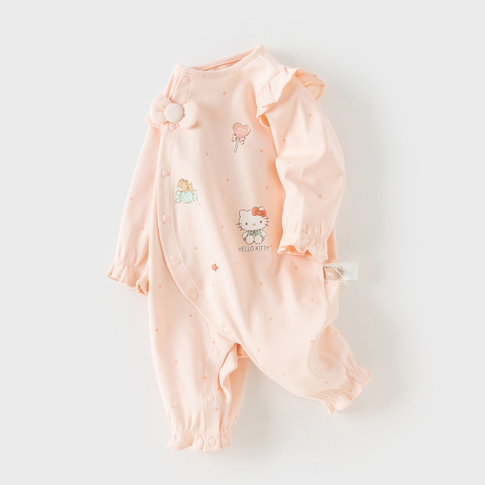 Dave&Bella Baby Girls Pink Cute Print Cotton Soft Comfortable Rompers