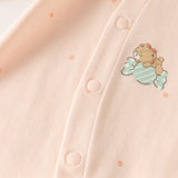 Dave&Bella Baby Girls Pink Cute Print Cotton Soft Comfortable Rompers