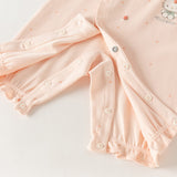 Dave&Bella Baby Girls Pink Cute Print Cotton Soft Comfortable Rompers
