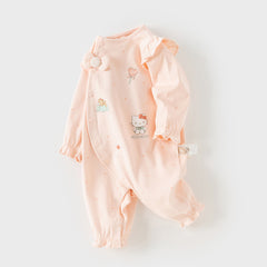 Dave&Bella Baby Girls Pink Cute Print Cotton Soft Comfortable Rompers