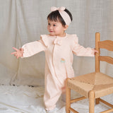 Dave&Bella Baby Girls Pink Cute Print Cotton Soft Comfortable Rompers