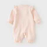 Dave&Bella Baby Girls Pink Cute Print Cotton Soft Comfortable Rompers