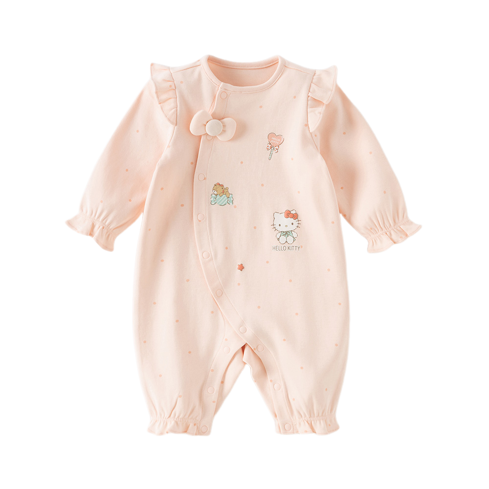 Dave&Bella Baby Girls Pink Cute Print Cotton Soft Comfortable Rompers