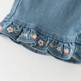 Dave&Bella Toddler Girls Denim Blue Floral Embroidery Straight-Leg Jeans