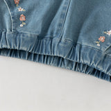 Dave&Bella Toddler Girls Denim Blue Floral Embroidery Straight-Leg Jeans