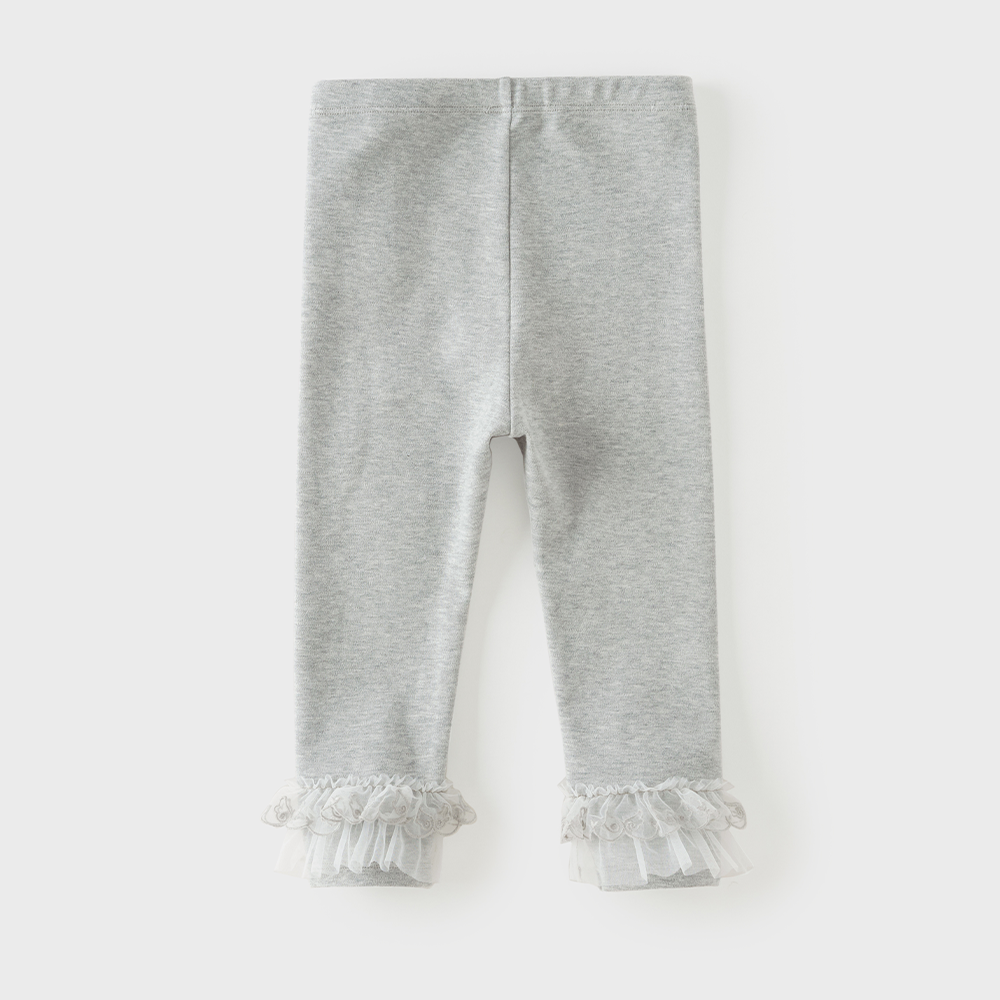 Dave&Bella Toddler Girls Light Gray Scalloped Trim Snug Breathable Leggings