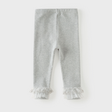 Dave&Bella Toddler Girls Light Gray Scalloped Trim Snug Breathable Leggings