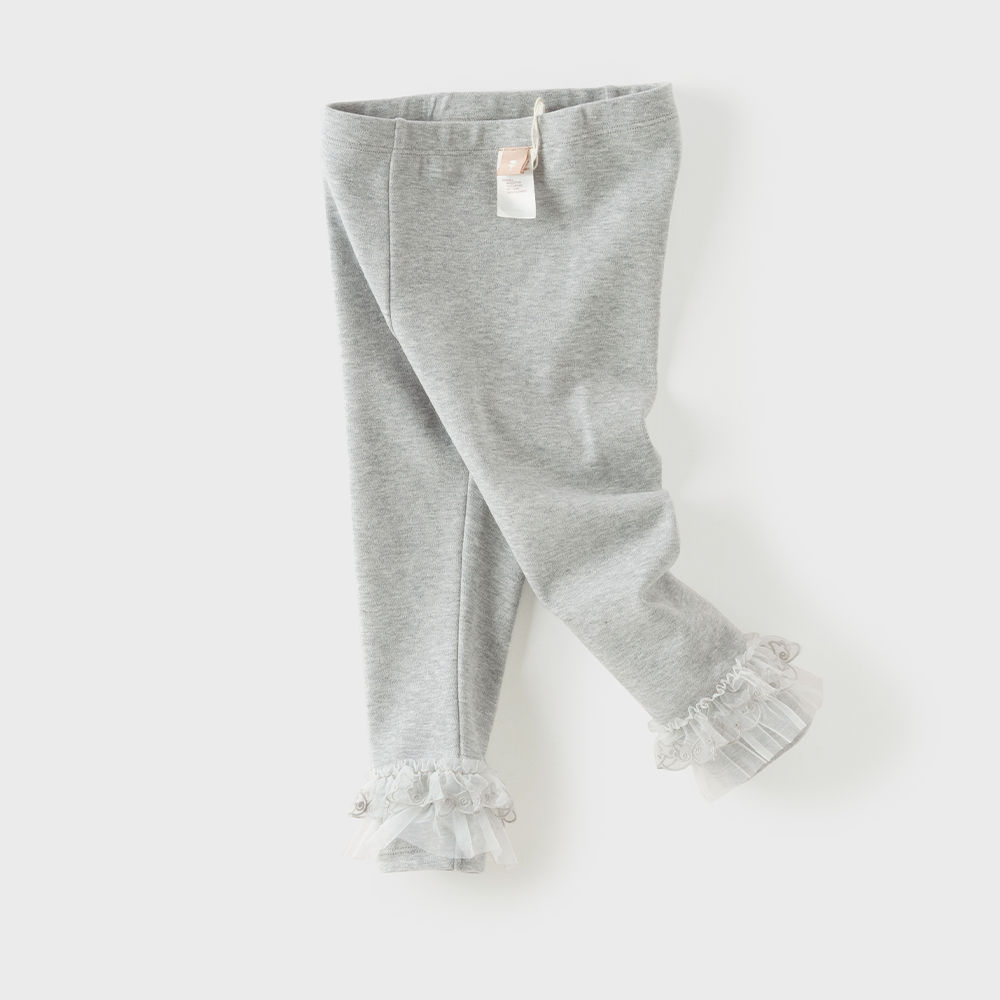Dave&Bella Toddler Girls Light Gray Scalloped Trim Snug Breathable Leggings