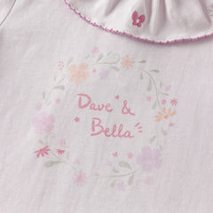 Dave&Bella Toddler Girls White/Purple Cute Doll Collar Cozy Cotton Print T-shirts