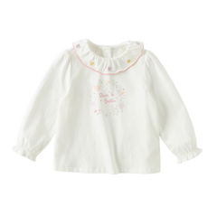 Dave&Bella Toddler Girls White/Purple Cute Doll Collar Cozy Cotton Print T-shirts