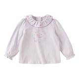 Dave&Bella Toddler Girls White/Purple Cute Doll Collar Cozy Cotton Print T-shirts