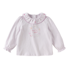 Dave&Bella Toddler Girls White/Purple Cute Doll Collar Cozy Cotton Print T-shirts