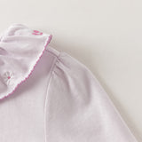 Dave&Bella Toddler Girls White/Purple Cute Doll Collar Cozy Cotton Print T-shirts