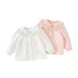 Dave&Bella Toddler Girls White/Pink Cotton Comfortbale Breathable Shirts