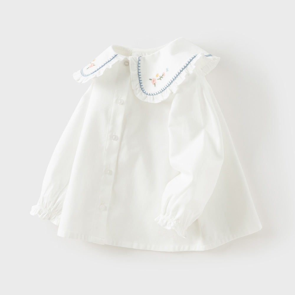 Dave&Bella Toddler Girls White/Pink Cotton Comfortbale Breathable Shirts
