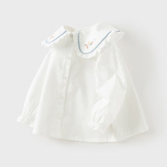 Dave&Bella Toddler Girls White/Pink Cotton Comfortbale Breathable Shirts